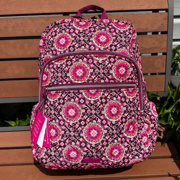 Vera Bradley Handbags - NWT - Vera Bradley Raspberry Medallion Campus Backpack in Performance Twill